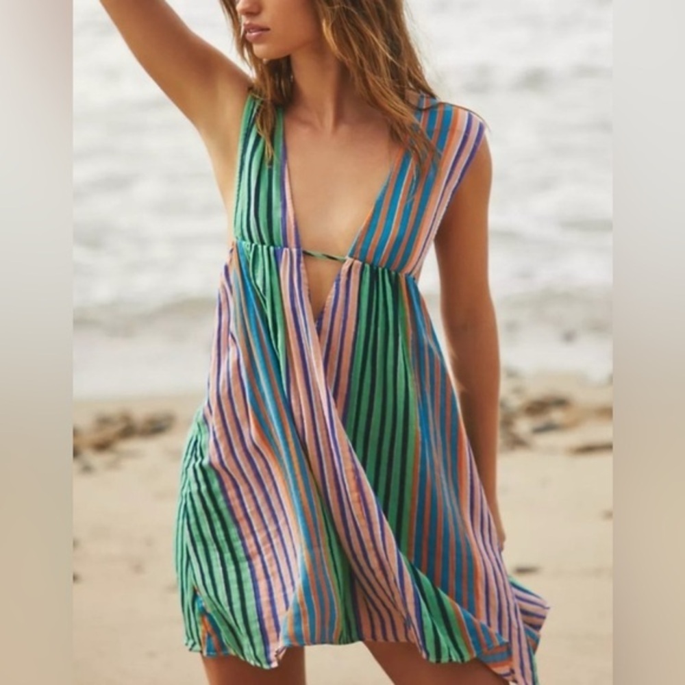 Striped Multicolor Swim Cover-Up
